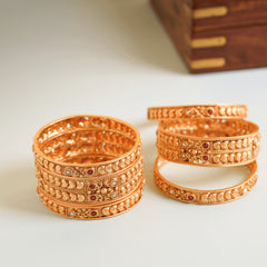 Antique gold plated rajwadi bangles set