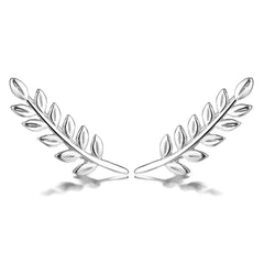 925 Sterling Silver Rhodium Plated Leaf Design Ear Cuffs