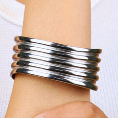 Anti Tarnished Silver Plated Chunky Korean Cuff - Rukhmani