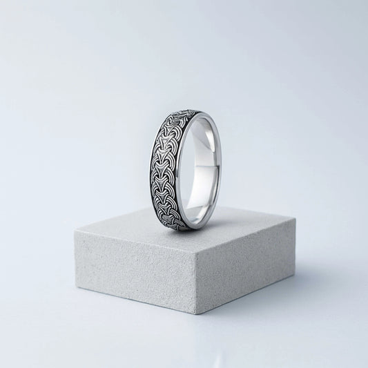 925 Sterling Silver Rhodium Plated Celtic Knot Band Ring for Men
