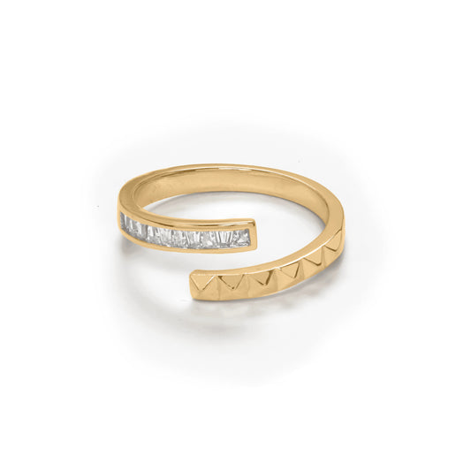 Adjustable Gold Plated Spiral Design Diamond Rings
