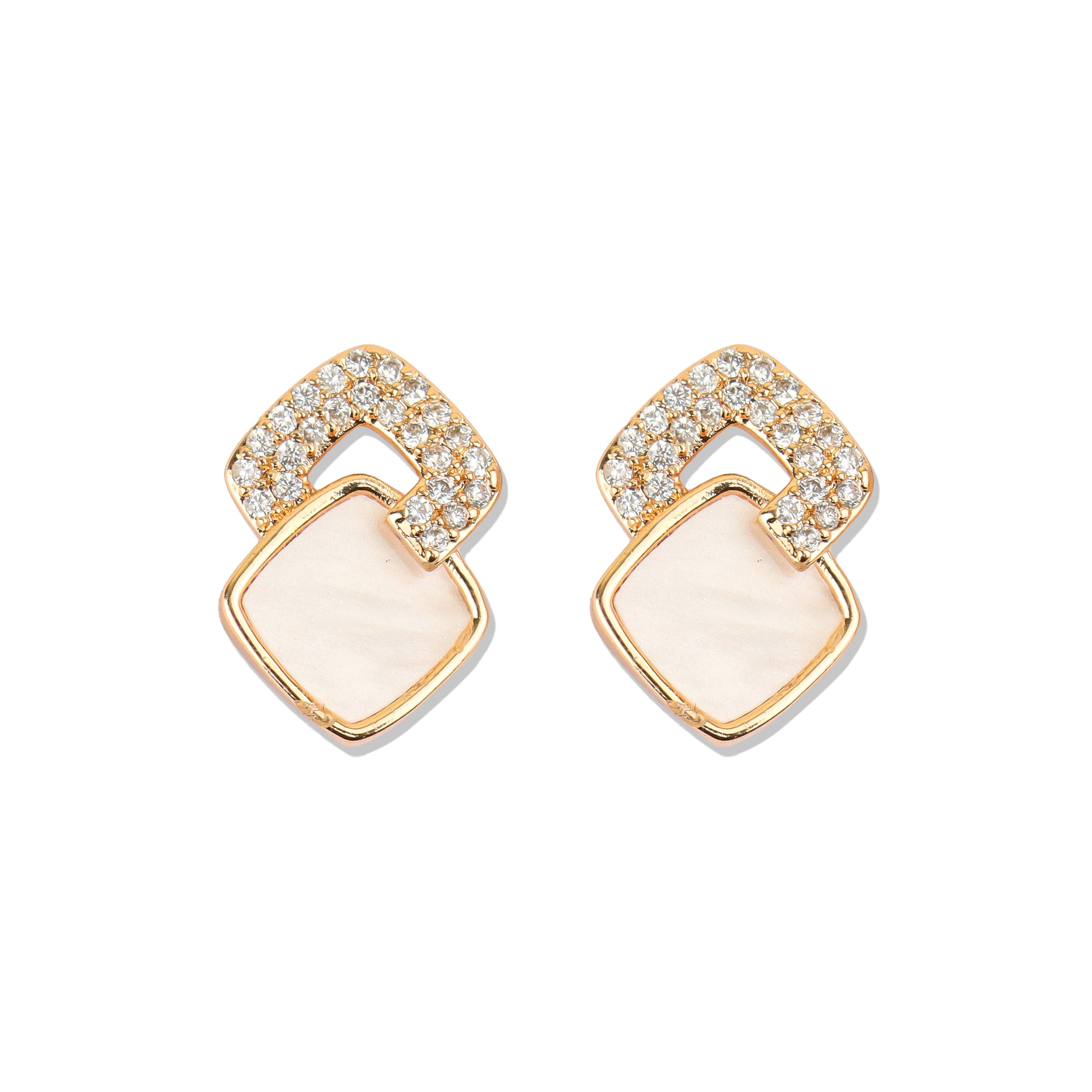 Rose Luxe Diamond Earrings With MOP - Rukhmani