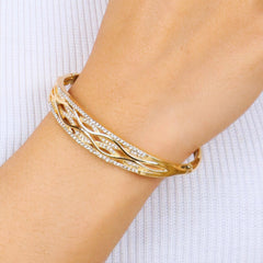 American Diamond Wave Kada Bracelet - Rukhmani