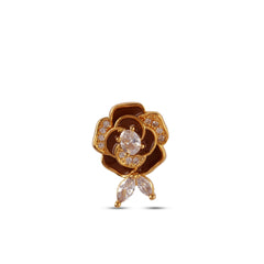 Fancy Design Brown Rose with Diamond Earrings - Rukhmani