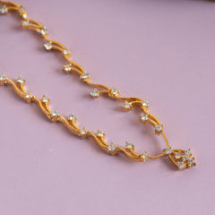 Set of gold plated unique diamond necklace and earring - Rukhmani