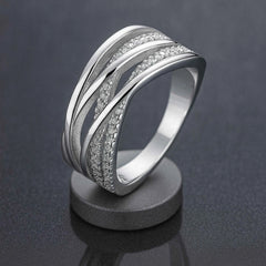 925 Sterling Silver Triple Row Cross-Over Band Ring