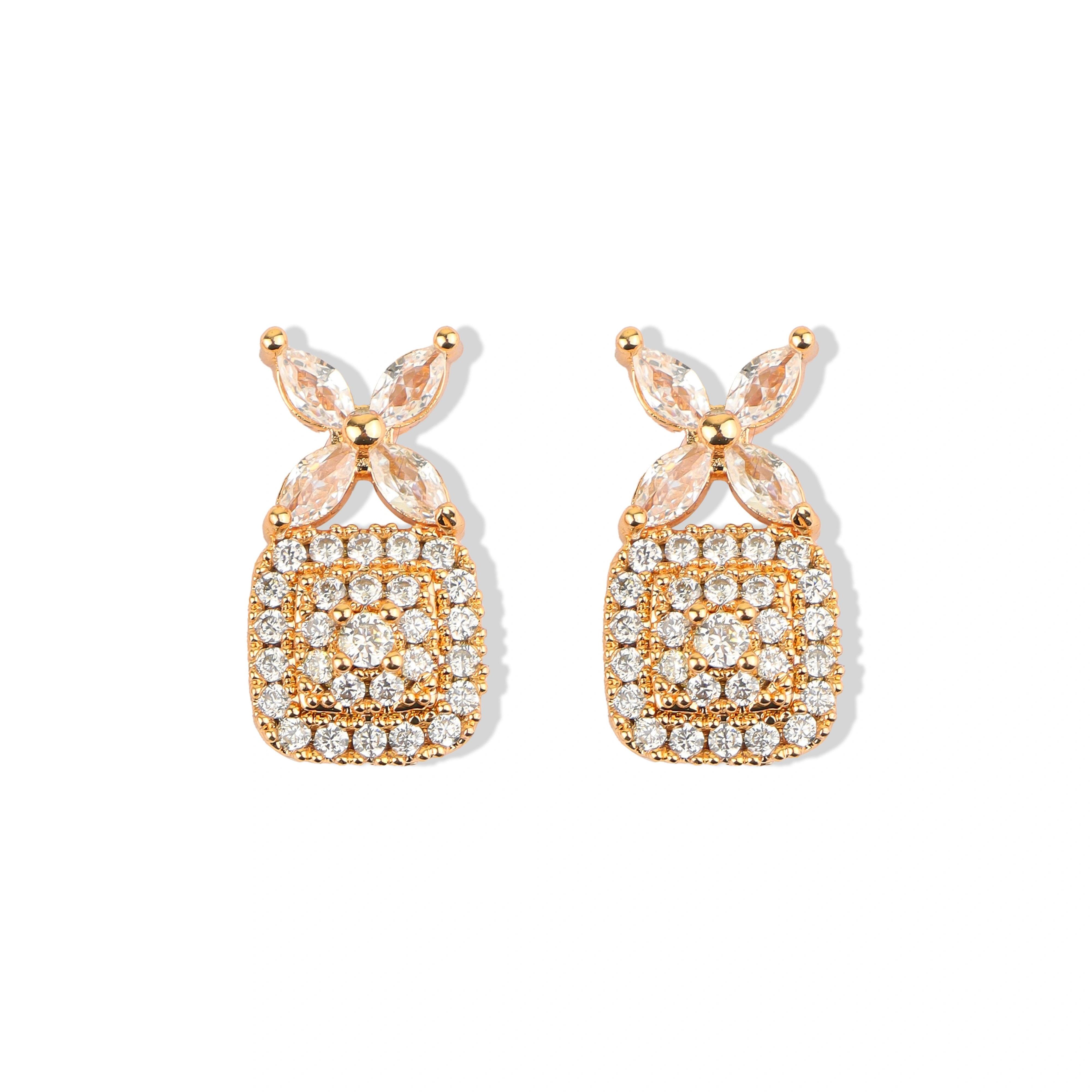 Radiance Square With Marquise Diamond Earrings - Rukhmani