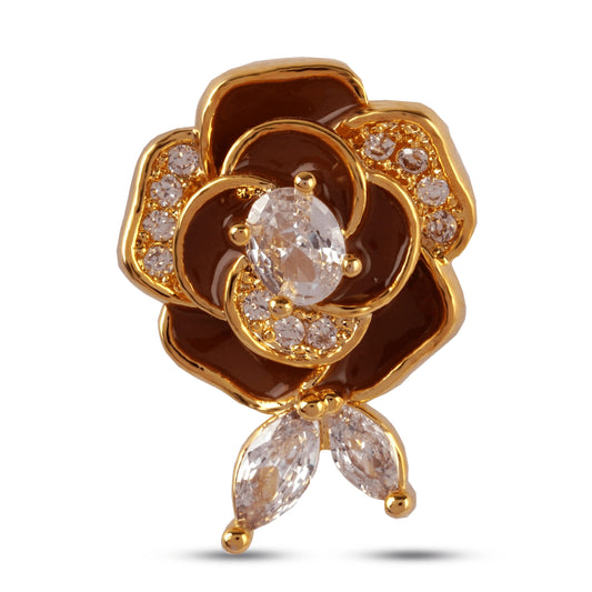 Fancy Design Brown Rose with Diamond Earrings - Rukhmani