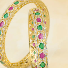 Latest Design Elegant Colored Diamond Stones Bangles