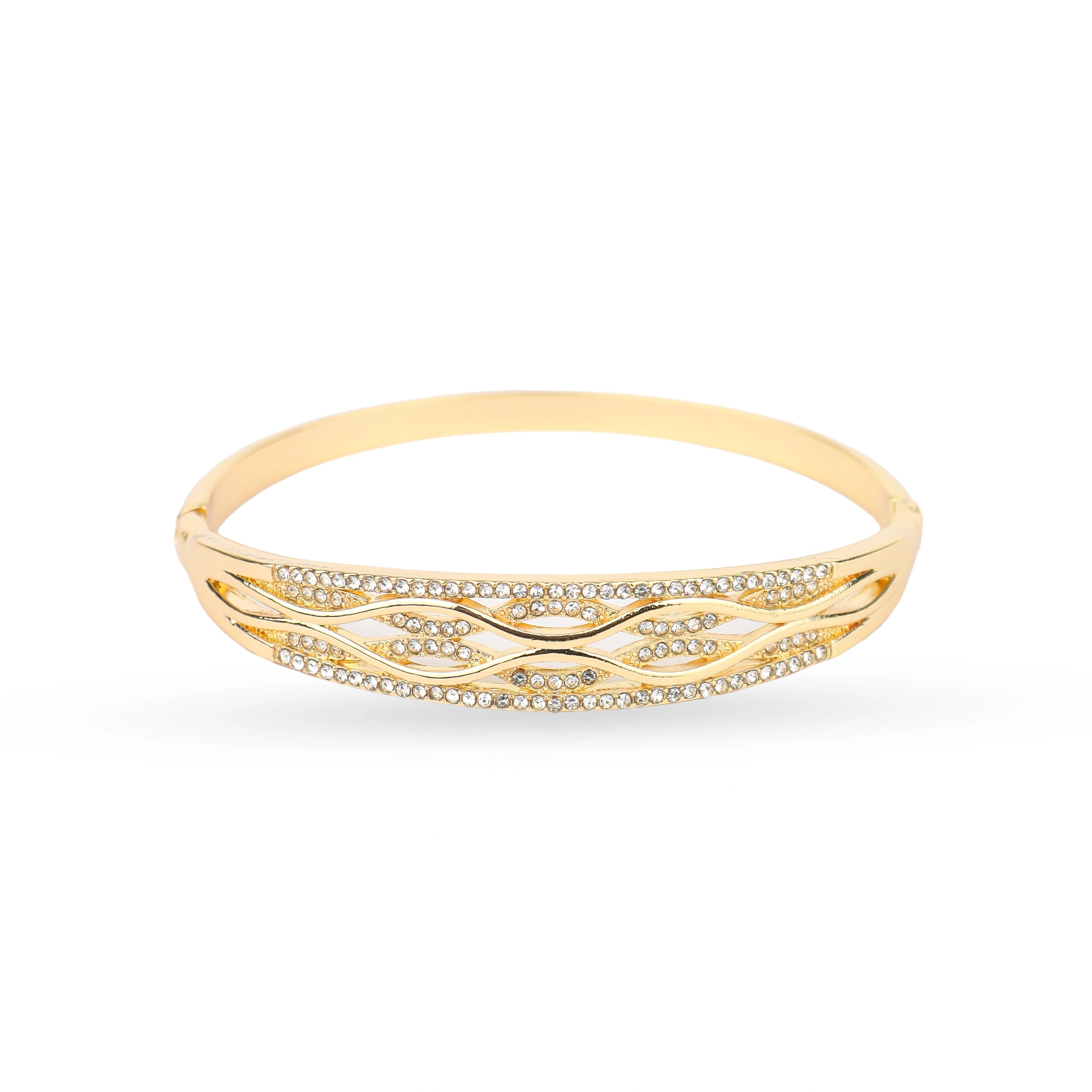American Diamond Wave Kada Bracelet - Rukhmani