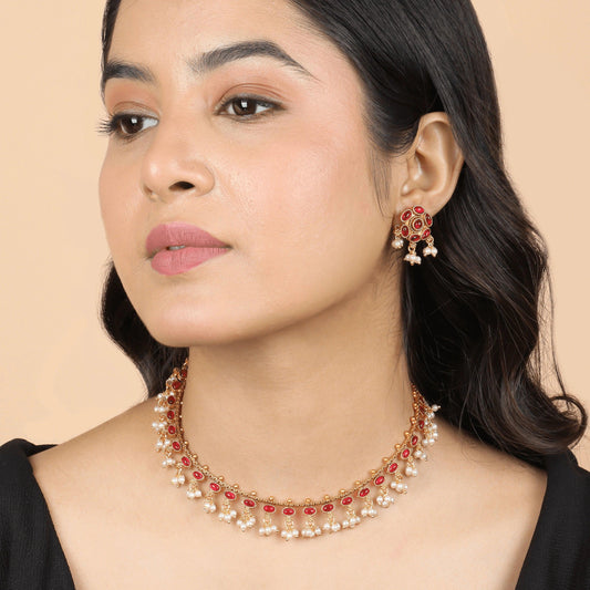 Authentic Maharashtrian Necklace with Earrings - Rukhmani