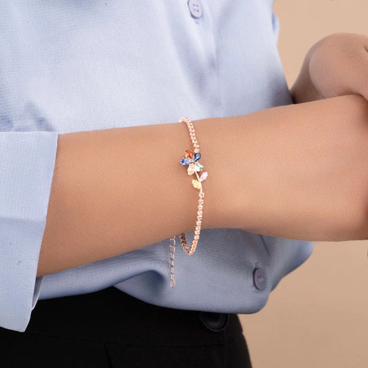 Fancy Design Colored Stone Rose Bracelet - Rukhmani