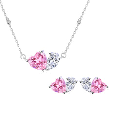 925 Sterling Silver Heart Cut Blue Tanzanite Necklace & Earrings Set