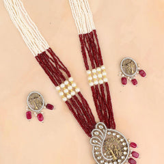 Divine Radha Krishna Kundan Rajwadi Necklace With Earrings - Rukhmani