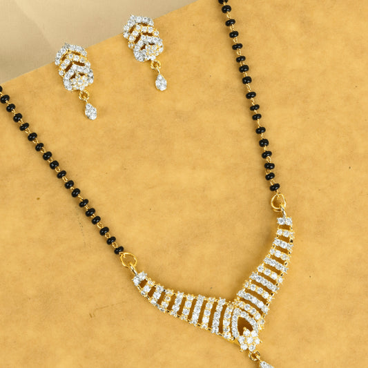 Fancy Gold Plated Tear Drop Diamond Mangalsutra