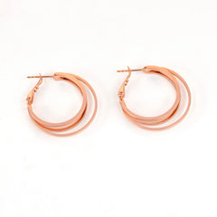Beautiful Rose Gold Plated Layered Round Hoop Earrings - Rukhmani