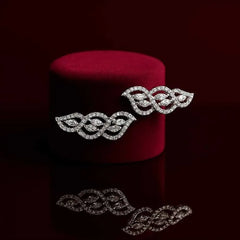 925 Sterling Silver Leaf Design Earrings | Rhodium Plated with Cubic Zirconia