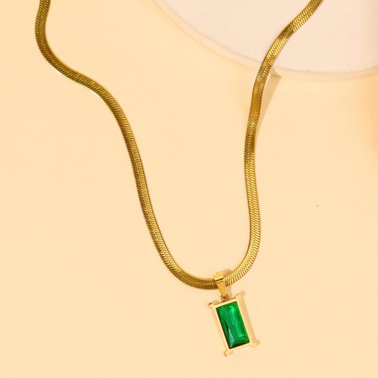 Emerald Gold Plated Anti Tarnished Chain Pendant - Rukhmani