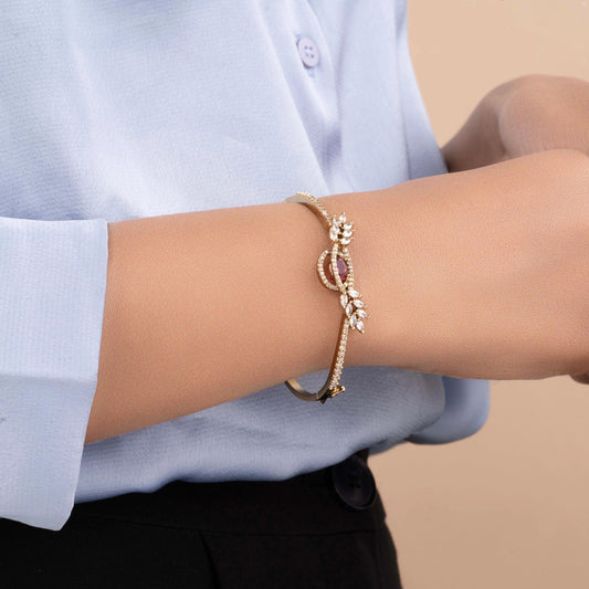 Uniquely designed gold plated red diamond Bracelet - Rukhmani