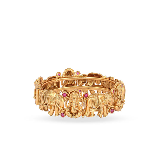Fancy Design Gaj Laxmi Gold Plated Bangles - Rukhmani