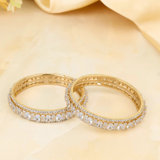 Designer Gold Plated Crystal Crush Diamond Bangles