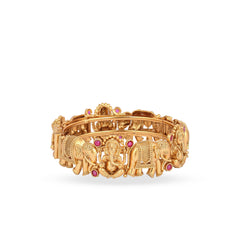 Fancy Design Gaj Laxmi Gold Plated Bangles - Rukhmani