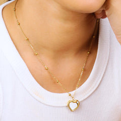 Heart Shape Mother Of Pearl Anti Tarnish Chain Pendant - Rukhmani
