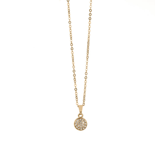 Yellow Gold Necklace with Gold and Diamond Circle Pendant