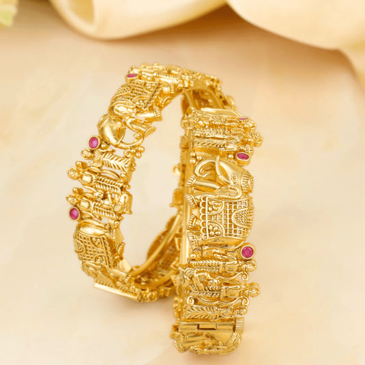 Beautiful Gold Plated Airavat Elephant Temple Bangles