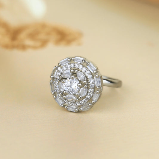Latest Design Silver Plated Diamond Fancy Ring