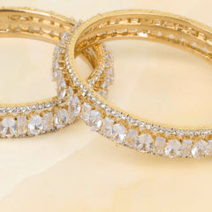 Designer Gold Plated Crystal Crush Diamond Bangles