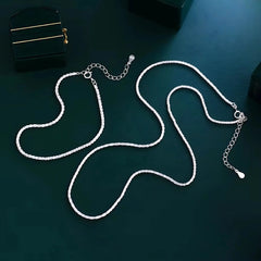 925 Sterling Silver Sleek Plain Necklace & Bracelet Set (No Stones)