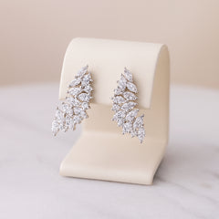 925 Sterling Silver Rhodium Plated Cluster Ear Cuffs with Cubic Zirconia