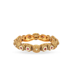 Fancy Design Rajwadi Rang Red Stone Gold Plated Rajwadi Bangles - Rukhmani