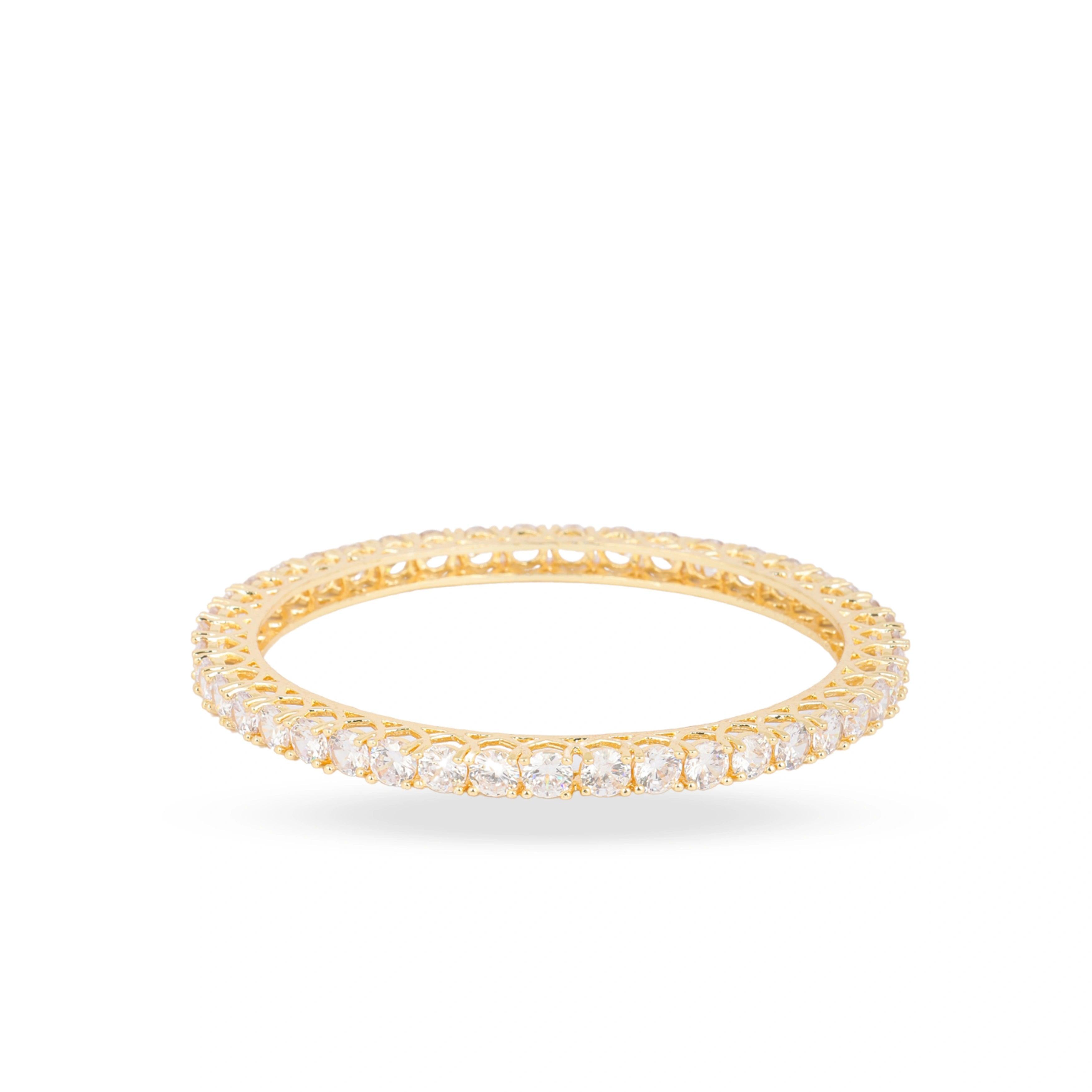 Gold Plated American Diamond Round Bangles - Rukhmani