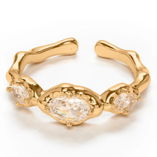 Latest Design White Clear Stone Diamond Gold Plated Rings