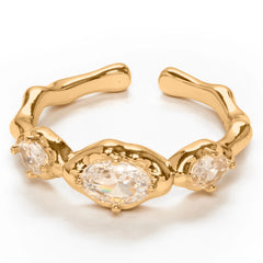 Latest Design White Clear Stone Diamond Gold Plated Rings