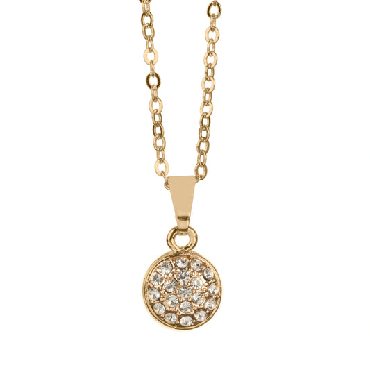 Yellow Gold Necklace with Gold and Diamond Circle Pendant