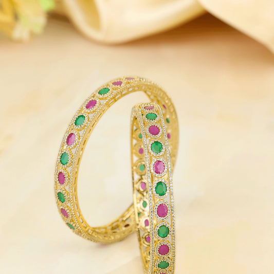 Latest Design Elegant Colored Diamond Stones Bangles