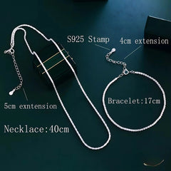 925 Sterling Silver Sleek Plain Necklace & Bracelet Set (No Stones)