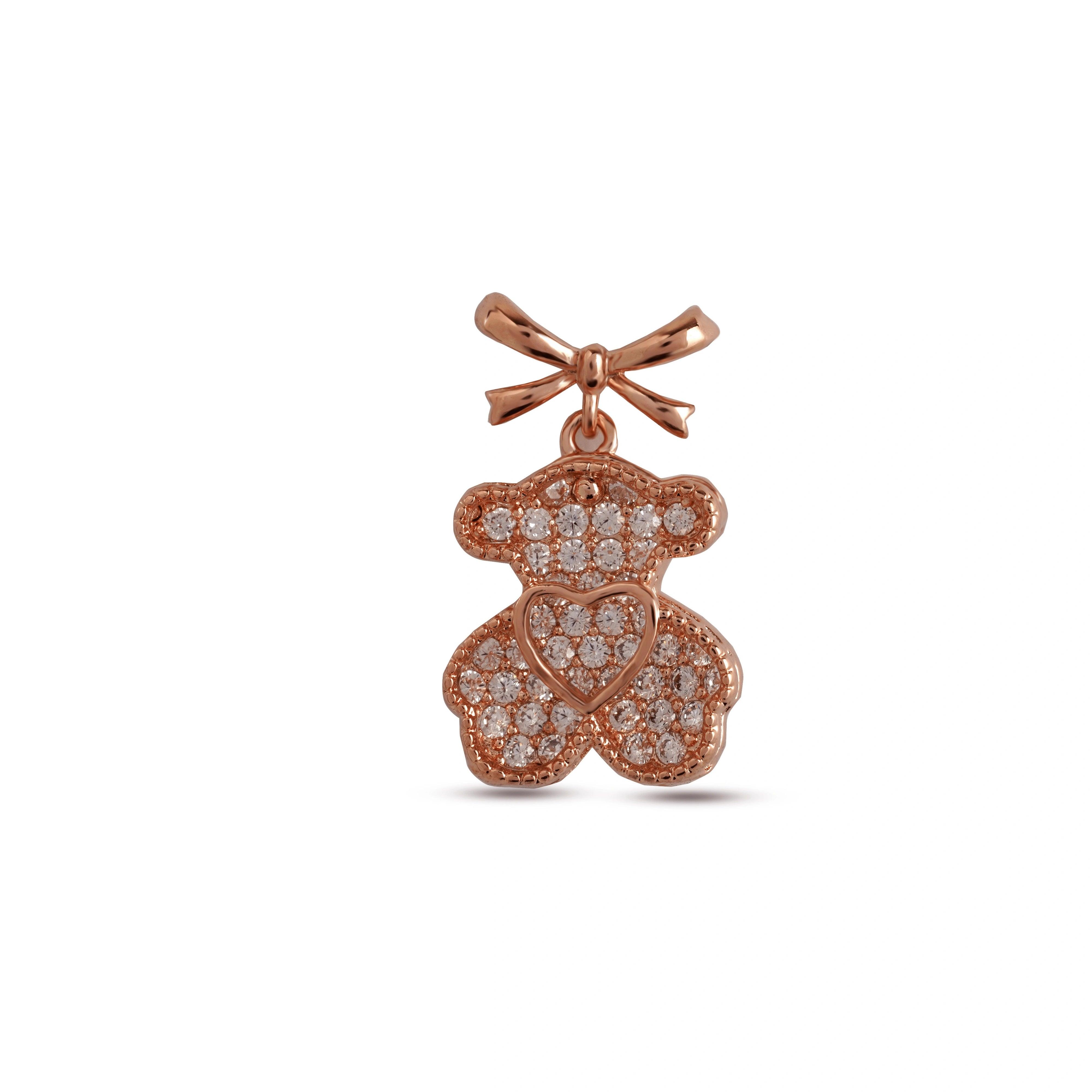 Latest Fancy Design Rose Gold Plated Teddy Bear Earrings - Rukhmani