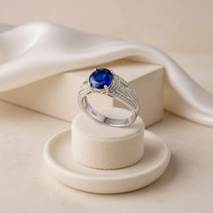 Vintage-Inspired Sapphire 925 Sterling Silver Ring with Intricate Detail
