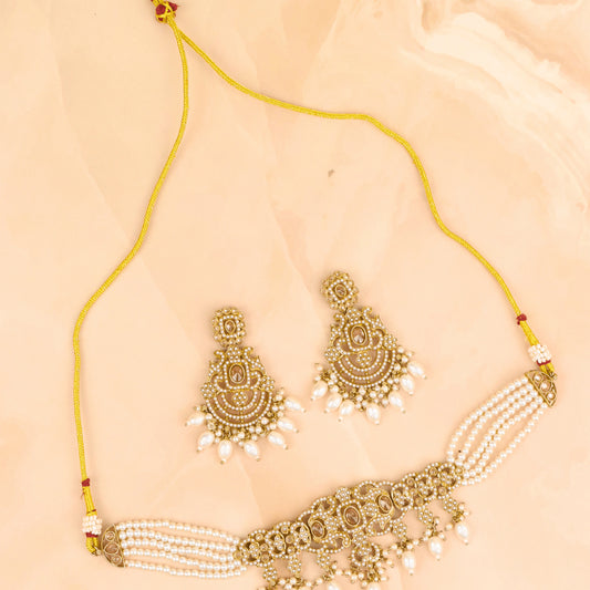 Heera Moti Choker Set with Earrings