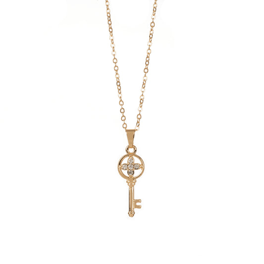 Trending gold plated key shaped chain necklace