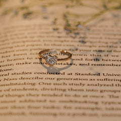 Latest Heart Shape Diamond Gold Plated Adjustable Rings