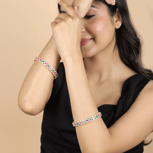 Latest Design Elegant Colored Diamond Stones Bangles