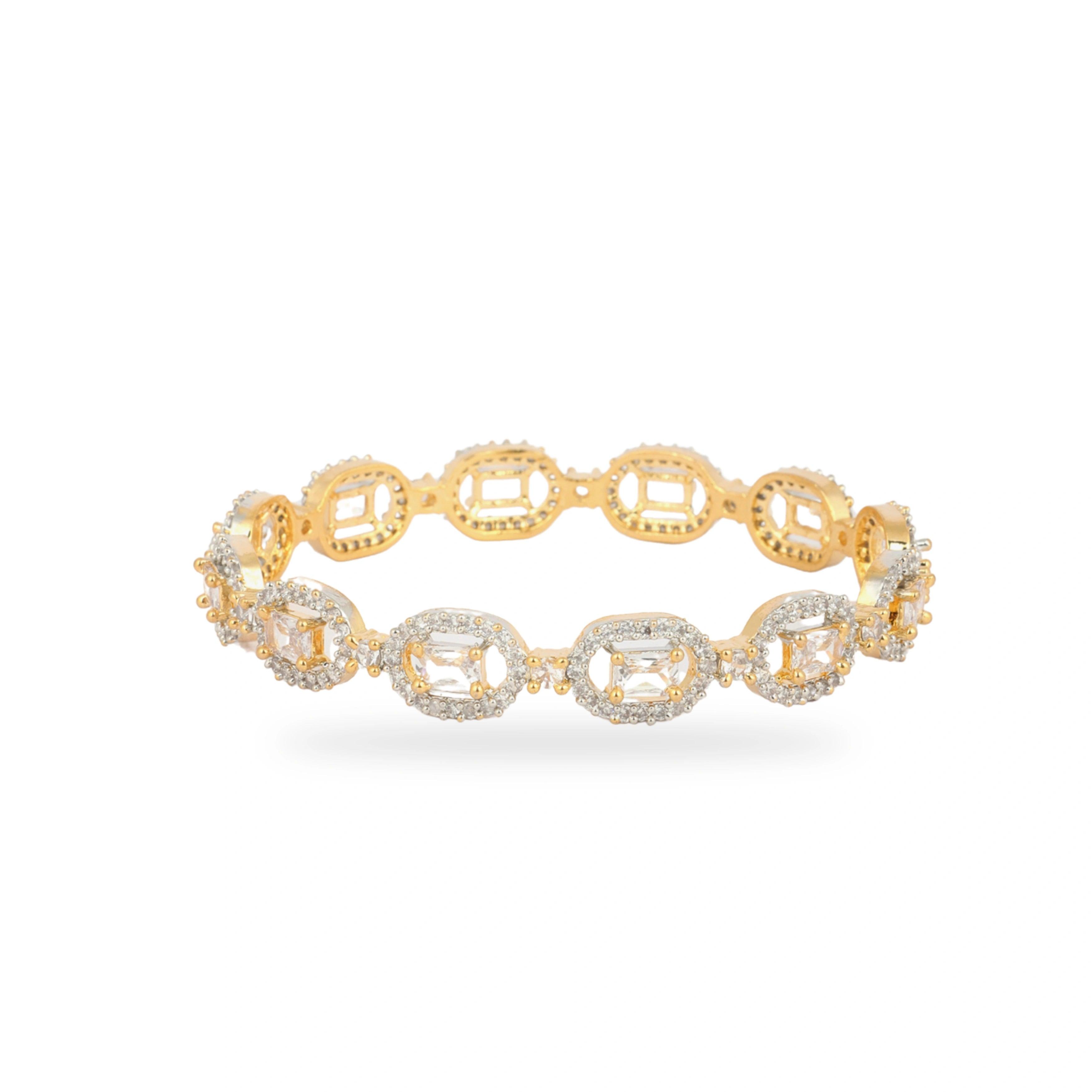 Rectangular Diamond Gold Plated Bangles - Rukhmani