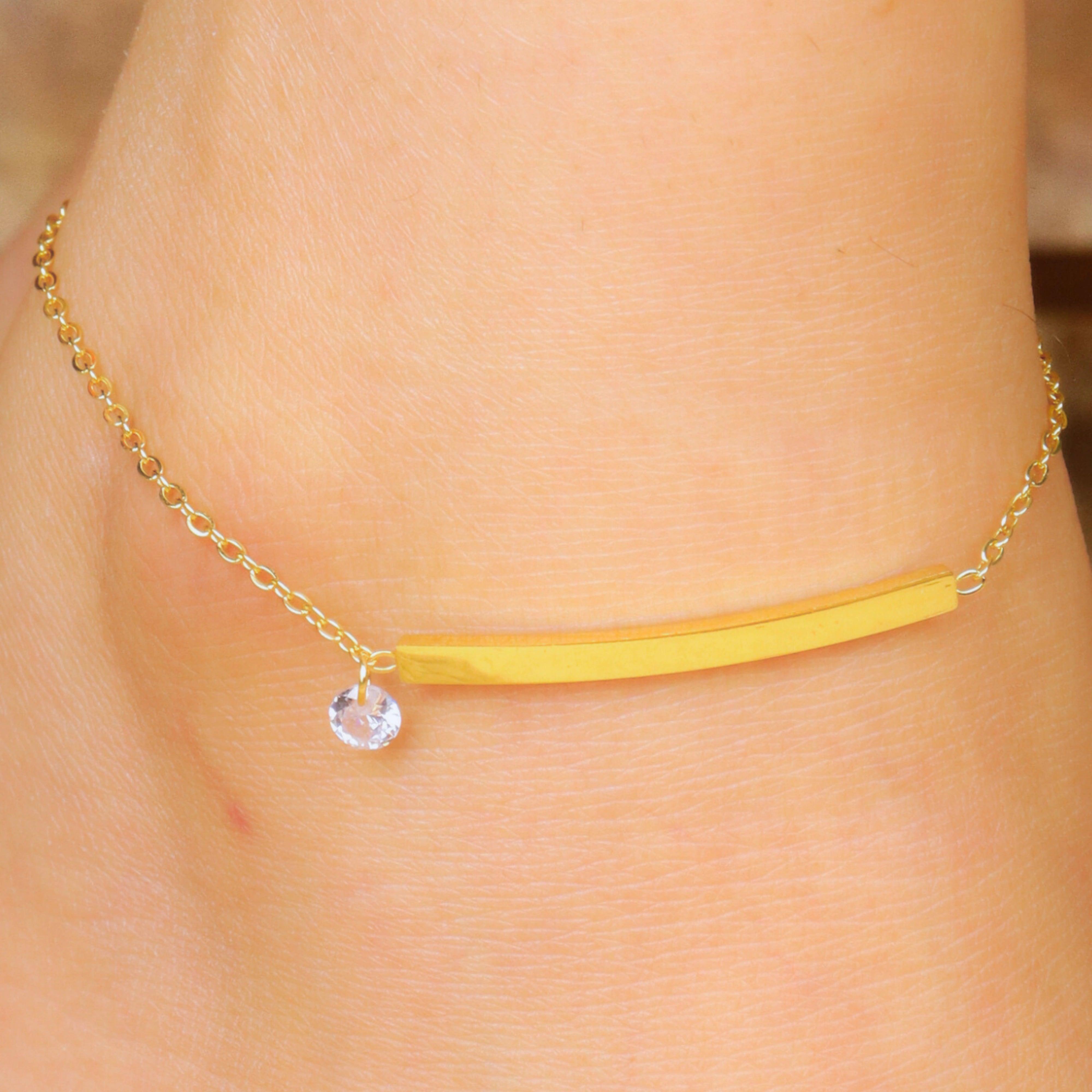 Diamond Charm Anklet With Mirror Chain - Rukhmani