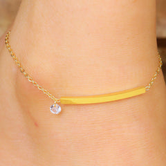 Diamond Charm Anklet With Mirror Chain - Rukhmani