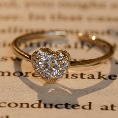Latest Heart Shape Diamond Gold Plated Adjustable Rings